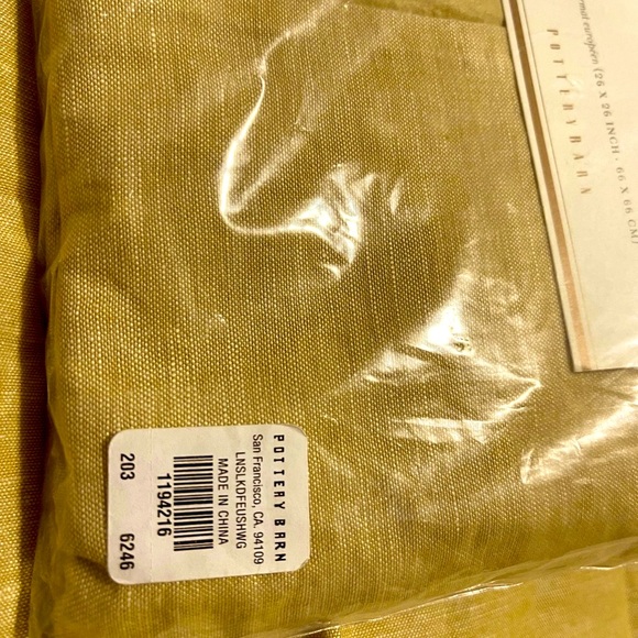 Two New Pottery Barn Linen Silk Trim Euro Shams, Praline/ Bed Warm Tan, 26” - Picture 5 of 8